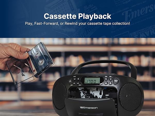 Cassette Play and Record allows you to revisit your favorite cassette tapes in a stylish boombox.