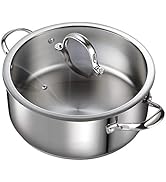 Cooks Standard Dutch Oven Casserole with Glass Lid, 7-Quart Classic Stainless Steel Stockpot, Silver