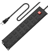 HHSOET Metal 16 Outlet Mountable Power Strip, Wall Mount Garage Workbench Socket, Gaming Table Su...