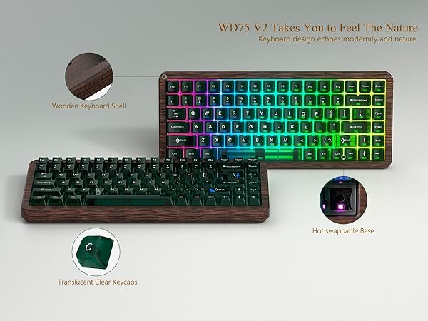 keyboard 75% Wireless Mechanical Custom Keyboard RGB Hot Swappable
