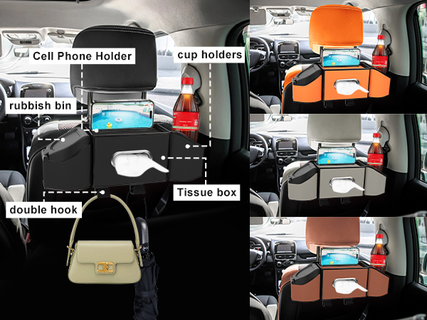 Back seat storage organizer