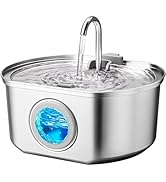 Cat Water Fountain Stainless Steel: 108oz/3.2L Cat Fountain for Drinking- Pet Water Fountain Insi...