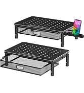 Zimilar 2 Pack Monitor Stand Riser with Metal Drawer, 3 Height Adjustable Monitor Riser with Phon...