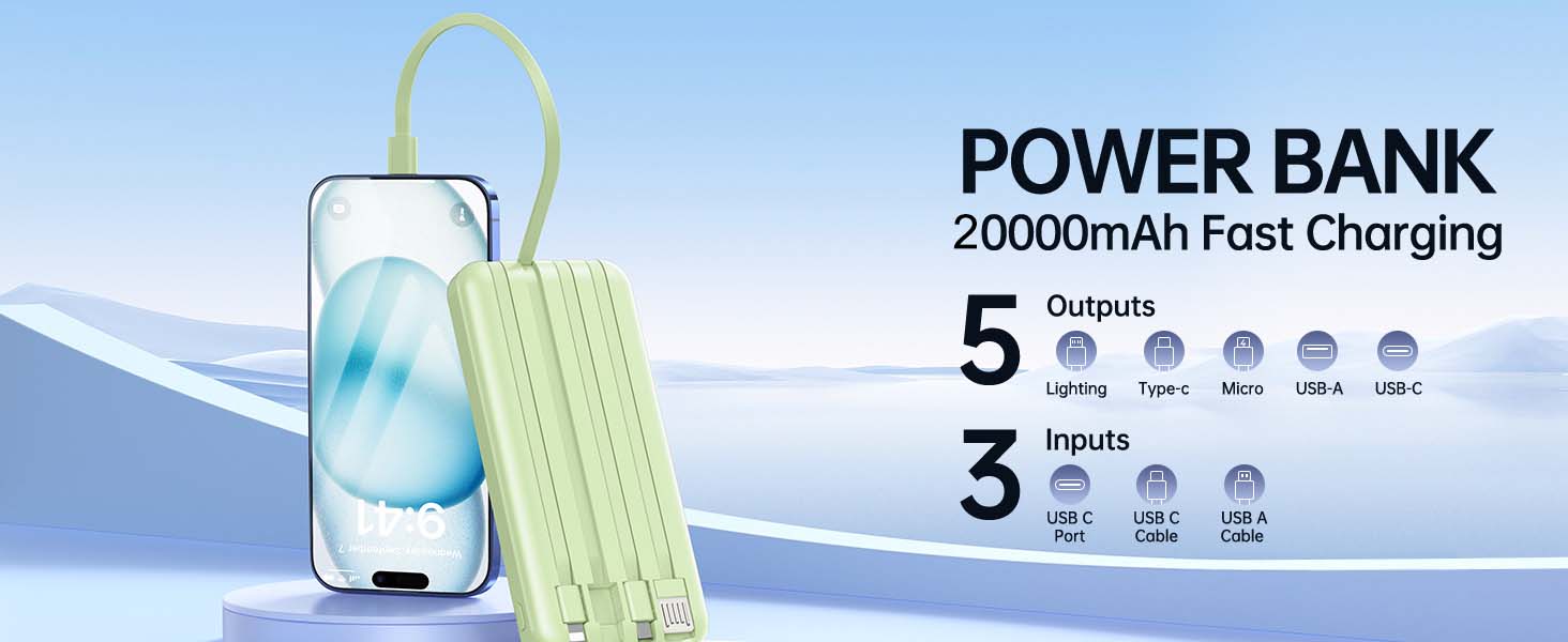 Portable charger built with cables