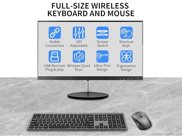 FULL-SIZE WIRELESS KEYBOARD AND MOUSE