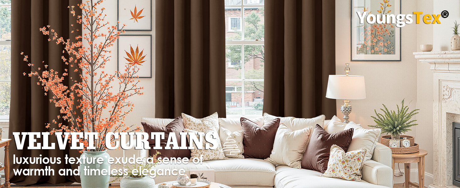 brown velvet curtains