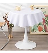 YZKITM Small Round White Tablecloth 36 Inch Polyester Fabric Washable Table Cover Decorative Wrin...