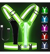 Zacro LED Reflective Vest Running Gear, 5 Lights Colors High Visibility Reflective Running Gear R...