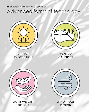 Advanced features and technology of products. UPF 50+, windproof, light weight