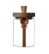 ANSQU Glass Jar with Wooden Lid and Spoon, 20.3oz Food Storage Containers Coffee Jar Coffee Groun...