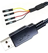 Xiusiyt FT232 USB to TTL Serial Converter Cable, 3.3V UART Interface, TTL-232R-3V3 4-Pin Configur...