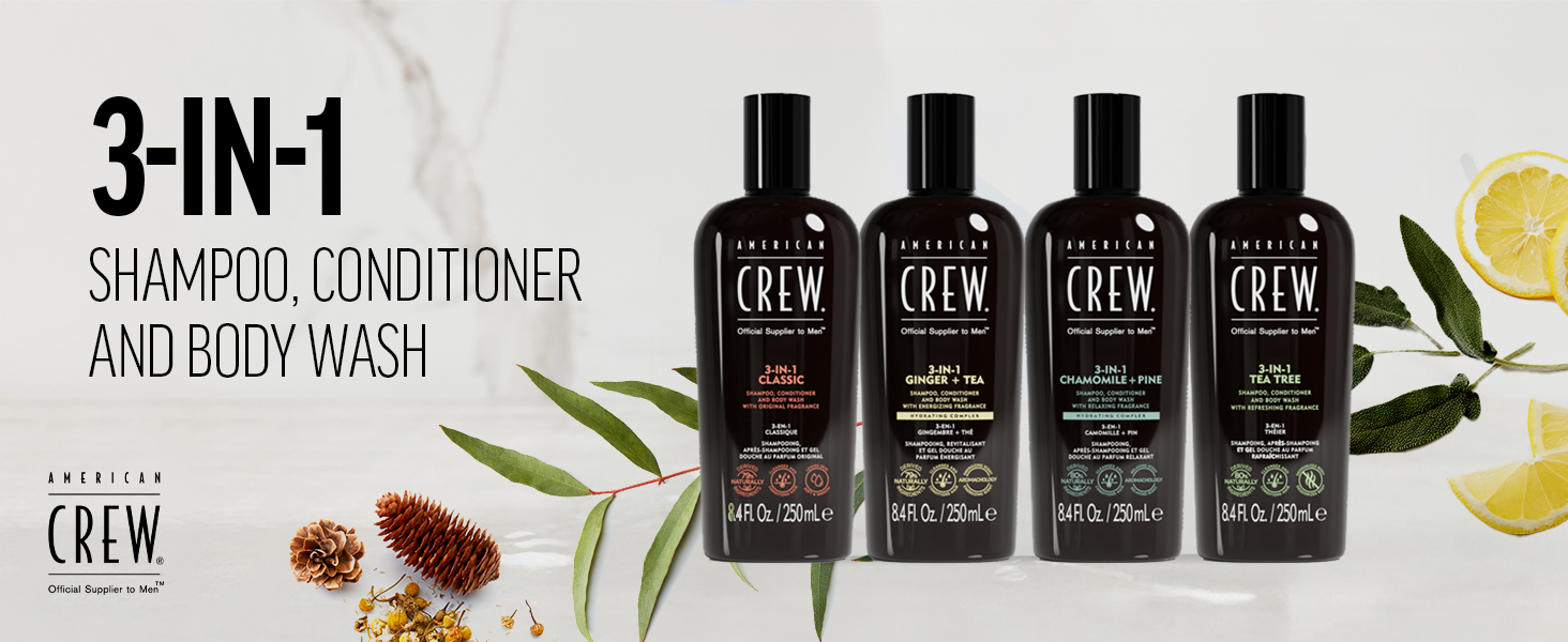 American Crew 3-in-1 Shampoo, Conditioner, Body Wash