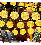 2-Pack 64FT 100 LED Crystal Globe Solar Christmas String Lights Outdoor, Waterproof Solar Lights ...