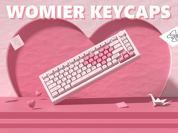 Womier Pink Keyboard Keycaps 60 65 75 100 Percent, MOA Profile Cute Keycap PBT