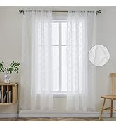 Joydeco White Sheer Curtains 72 Inch Length 2 Panels Set, Rod Pocket Semi Sheer Curtains for Bedr...