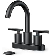 FORIOUS 4 Inch Centerset Bathroom Faucet Black 2 Hole, Two Handle Matte Black Faucet for Bathroom...