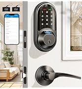 Veise Smart Locks for Front Door, 2 Lever Handles, Fingerprint Keyless Entry, App Control Biometr...