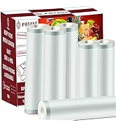 POTANE 6 Pack 11"x20'(3Rolls) and 8"x20' (3Rolls)Thickened Vacuum Sealer Bags , Smell-Proof, Punc...