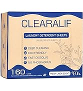 Laundry Detergent Sheets Up to 160 Loads, Fresh Linen - Great For Travel,Apartments, Dorms,CLEARA...