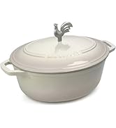 MÜELLERHOME 5.5 Quart Enameled Cast Iron Oval Dutch Oven, Rooster Knob, Heavy-Duty Cookware, Oven...