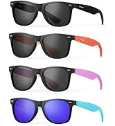Pluxmooc 4 Pack Polarized Sunglasses Bulk, Translucent Colorful Neon 80's Retro Stylish Sun Glass...