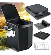 LanAqua Portable Toilet for Adults, Upgraded 16.5'' Tall Camping Toilet with Lid, Portable Travel...