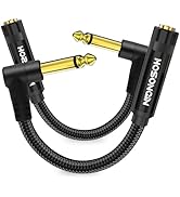 HOSONGIN 1/4 Inch TS Mono Female to Right Angle TS Mono Adapter for Guitar Amp Mixer Cable,6.35mm...