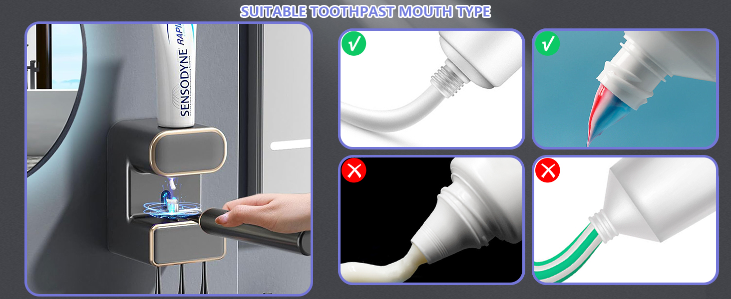 Wall Mounted Electric Toothpaste Dispenser with 3 Toothpaste Slots