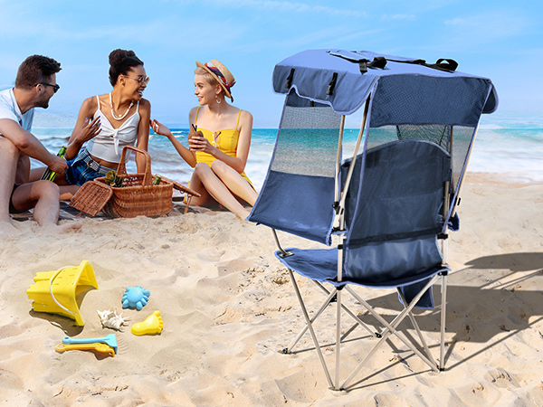 beach chair with shade canopy