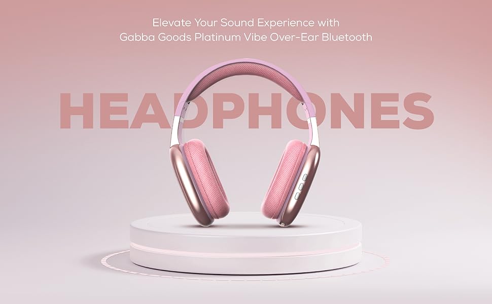 Over Ear Pink Bluetooth Headphones, Comfortable Earmuffs, Wireless, Hands Free Calling, Built-in Mic