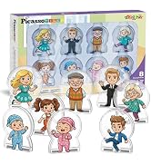 PicassoTiles 8pc Family Character Action Figures Accessory Add On Compatible with Magnet Tile Bui...