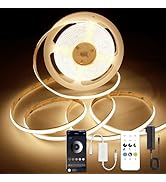 AXMOTUT COB LED Strip Lights with Remote, 24V 9.84ft Warm White Dimmable LED Light Strips, High B...
