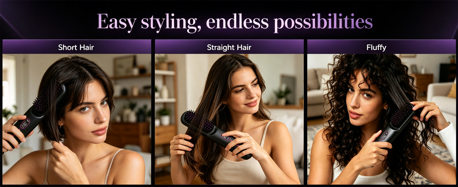 portable hair straightener brush