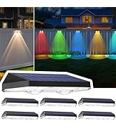 Outdoor Solar Fence Lights, 6 Pack Warm White &amp; RGB 7 Color Charging Solar Deck Lights Waterproof...