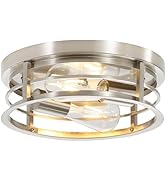 piano7797 Industrial Ceiling Light Fixtures,2-Light Hallway Light Fixtures Ceiling, Brushed Nicke...