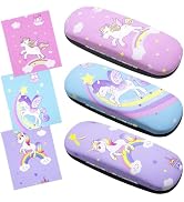 ANLIOTO 3 Pcs Kids Glass Cases Hard Shell, Unicorn Protective Eyeglass Case with Cleaning Cloth, ...