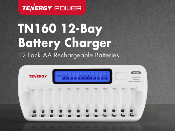 Tenergy TN160 12 bay battery charger for NiMH and NiCD AA and AAA batteries