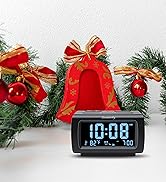 DreamSky Alarm Clock Radios for Bedrooms with Battery Backup, Large Big Numbers with Brightness D...
