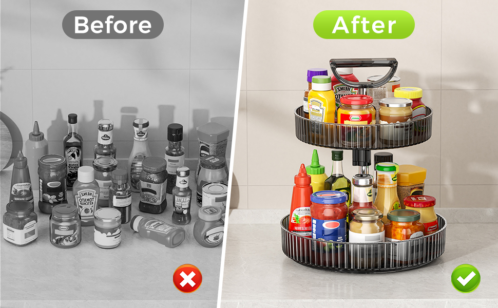 turntable organizer for kitchen cabinets