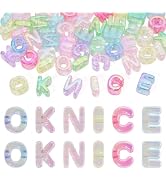 FASHEWELRY 48Pcs Crystal Clear Large Letter Beads for Paracord, Chunky Alphabet Beads Big Initial...