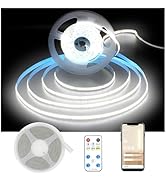 DAYBETTER Smart COB LED Strip Light, 32.8ft/10m 3200LEDs Bright Daylight White LED Light Strips w...