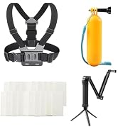 Action Camera Accessories Kits Bundle, Floating Handle Grip/Selfie Stick Tripod Kit 2-in-1/Chest ...