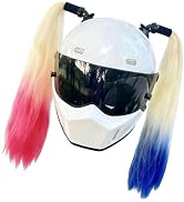 sdidzad 2 PCS Motorcycle Helmet Pigtails Hair, Fashionable Helmet Hair Decoration with Detachable...