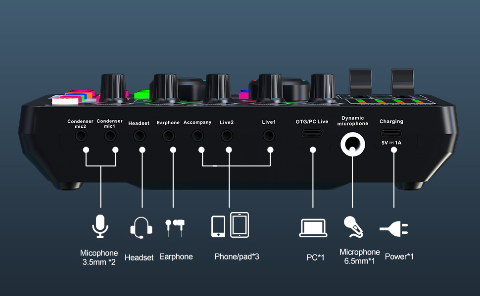 usb audio mixer xlr pc professional