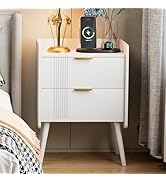 Aenuert White Nightstand Modern Bedside Table with 2 Storage Drawer, Small Night Stand, Wooden So...