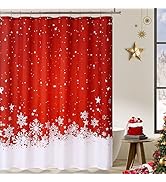 CAROMIO Christmas Shower Curtain, Red Floral Snowflake Shower Curtains for Bathroom, Christmas De...