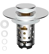 Hygie Rinse Upgraded 3-in-1 Bathroom Sink Stopper Pop Up Sink Drain Strainer, with Removable Stai...