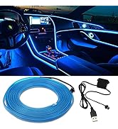El Wire Lights for Car, Blue El Wire Car Interior Neon Lights 16FT/5M Car Led Strip Light Interio...