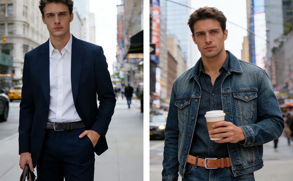 Men&amp;#39;s Genuine Leather Dress Belts, Handmade Classic Every Day Leather Jeans Belt for Men Work