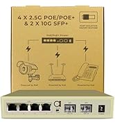 6-Port 2.5G PoE/PoE+ Unmanaged Ethernet Switch, 4 x 2.5G Base-T, 2 x 10G SFP+, VLAN Isolation, Su...
